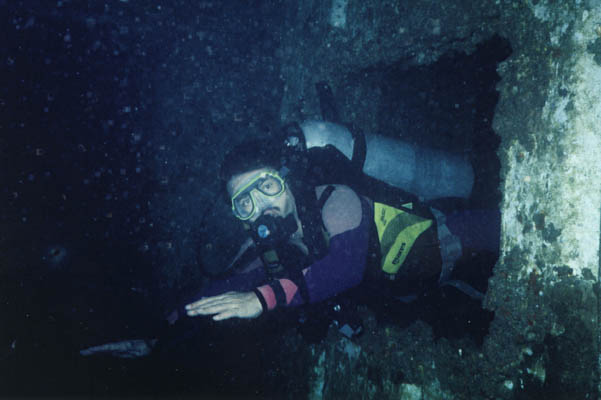 Thomas diving at the wreck of King Cruiser - 10.2.99 - starboard